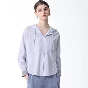 She S miss с капюшоном и длинными рукавами в полоску. Цена 178 000 вон. ivory (IV)/55