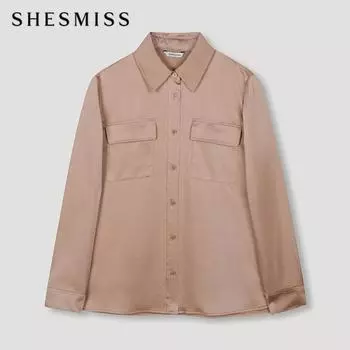 She S miSS Satin Flap Pocket Shirt SwwStn41010 Pb pink beige/66
