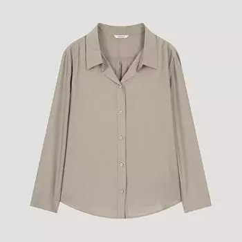 She S miSS Satin Like Open Collar Shirt SwwSto32030 Lw light brown/55