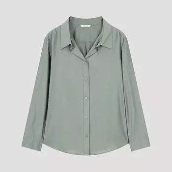 She S miSS Satin Like Open Collar Shirt SwwSto32030 Gm gray mint/55