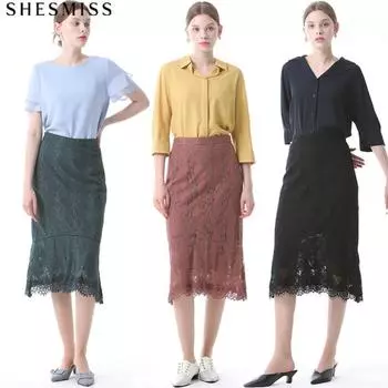 She S miSS Соблазнительная женственная юбка с разрезом и кружевом DARK PINK (DI)/55