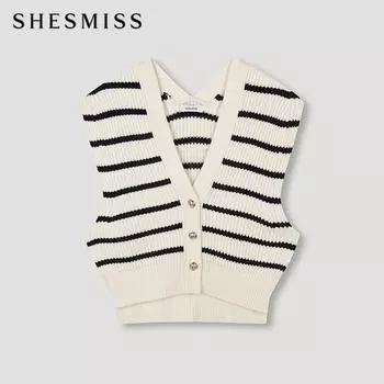 She S miss шерстяной полосатый трикотажный жилет SSkvtn42010 IV Ivory/55
