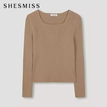 She S miSS Шерстяной топ с квадратным вырезом и резинкой SSkpon42660 Ca Camel/55