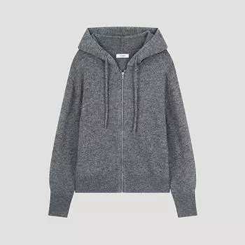 She S miSS шерстяной трикотажный кардиган с капюшоном на молнии SSkcdo42640 Mg MELANGE GRAY/55