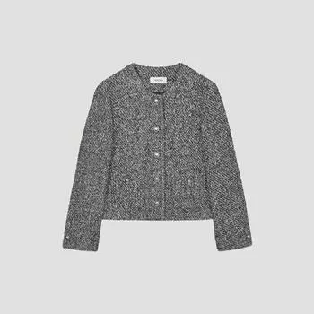 She S miSS шерстяной твидовый пиджак с круглым вырезом Swwjko41020 Gr Grey/55