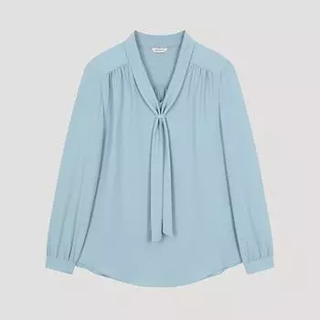 She S miss Shirring Tie Neck BlouSe Swwblo32010 Ll light blue/55