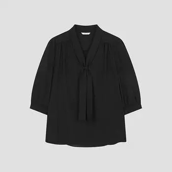 She S miSS Shirring Tie Neck blouSe Swwblo22540 Bk blacks/55