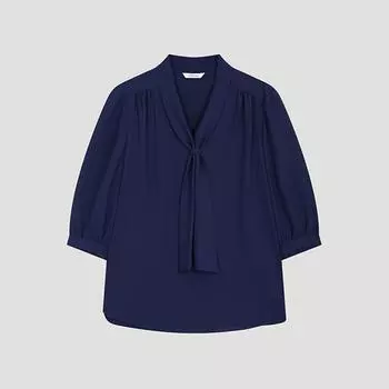 She S miSS Shirring Tie Neck blouSe Swwblo22540 Dl dark blue/55