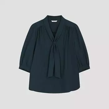 She S miSS Shirring Tie Neck blouSe Swwblo22540 De DARK GREEN/55