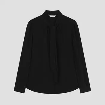 She S miSS Shirring Tie Neck blouSe Swwblo42010 Bk blacks/66