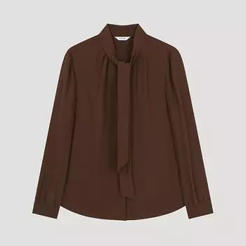 She S miSS Shirring Tie Neck blouSe Swwblo42010 Br Braun/55