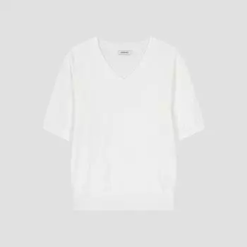 She S miss Simple V-образный вырез, короткий рукав, трикотаж SSkpoo22170 Ow off-white/55