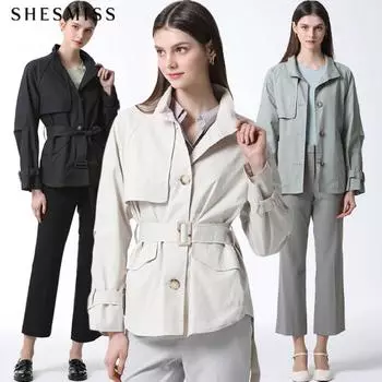 She S miSS Single Button Down Half Trench Coat Cream (CR)/55