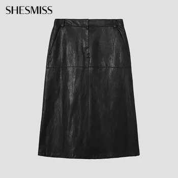 She S miSS кожаная юбка с разрезом SwwSkp12050 Bk blacks/55