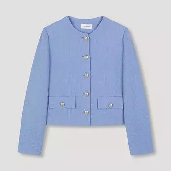 [She S miSS] Spring Two Pocket Tweed Jacket Swwjko11060 Bl Blue/55