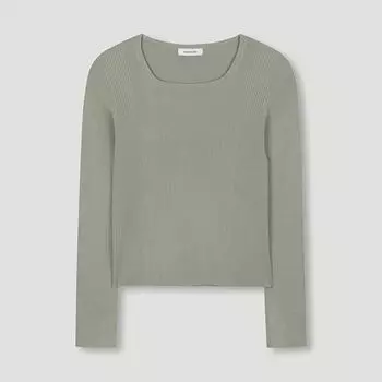 She S miSS Square Neck Rib Knit Top SSkpon32050 Ln Light green/55