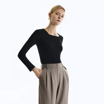 She S miSS Square Neck Rib Knit Top SSkpon32050 Ivory/66