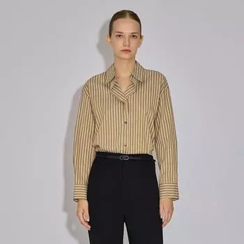 She S miss Полосатая рубашка с открытым воротником SwwSto31090 Camel/55