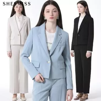 She S miSS Строгий короткий пиджак с лацканами Light blue (LL)/55