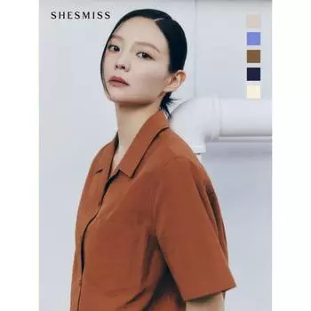 She S Miss свободный крой льняные укороченные рубашки SwwSto21030 beige/55