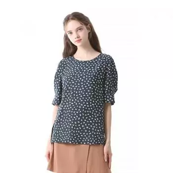 She S Miss, свободный крой, однотонная блузка с боковыми разрезами Print green (DE)/55