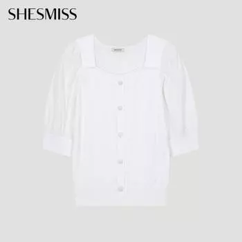 She S miSS Texture Block Square Neck Knit SSkpoo21190 Ow off-white/55