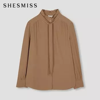 She S miSS Tie Frill Neck blouSe Swwbln41020 Ca Camel/55