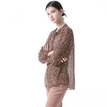 She S Miss Tie Neck Прозрачная блузка с принтом brown (BR)/55
