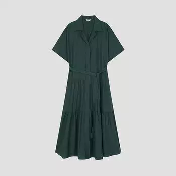 She S miSS Tiered Shirring Open Collar dreSS Swwopo22050 De DARK GREEN/55