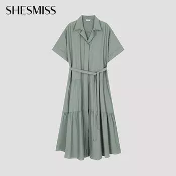 She S miSS Tiered Shirring Open Collar dreSS Swwopo22050 Gm gray mint/55