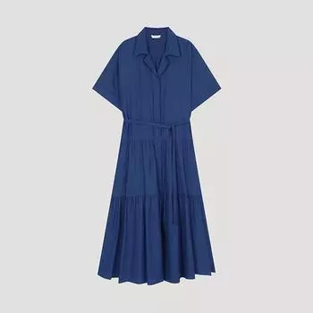 She S miSS Tiered Shirring Open Collar dreSS Swwopo22050 Bl Blue/55