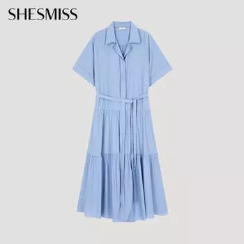 She S miSS Tiered Shirring Open CoLlar dreSS Swwopo22050 Ll light blue/55