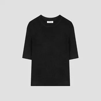 She S miSS Тонкий блестящий трикотажный свитер с коротким рукавом SSkpoo21510 Bk blacks/55