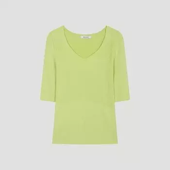 She S miSS Тонкий ребристый трикотажный свитер с V-образным вырезом SSkpoo22100 Ln Light green/55