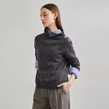 She S miss Трикотажный топ с высоким воротом и пуговицами SSkpon41060 charcoal/66