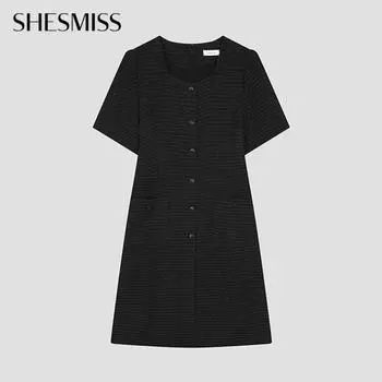 She S Miss Tweed Puff Heart Neck Dress swwopo22210 Bk blacks/55
