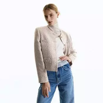 She S miss Твидовый жакет с круглым вырезом Swwjkn31020 creamy/66