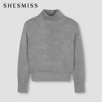 She S miSS Укороченный трикотажный свитер с высоким воротом SSkpon42630 Mg MELANGE GRAY/55