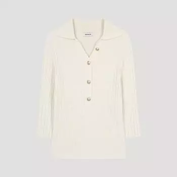 [She S miSS] V Collar Half Button 7 Part Knit SSkpoo11010 Cr creamy/55