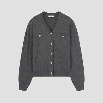 She S miSS V Neck Button Cardigan SSkcdo42530 Ch charcoal/55