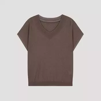 She S miSS V Neck Cap SleeVe Knit Sakpoo22030 Br Braun/00