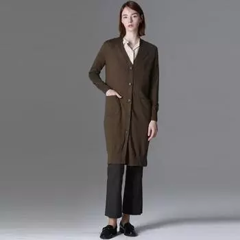 She S miSS Длинный шерстяной кардиган с V-образным вырезом и накладными карманами DARK PINK (DI)/55