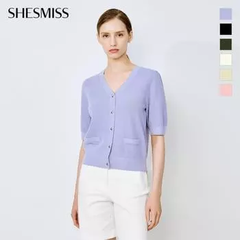 She S miss Кардиган с V-образным вырезом и рукавами-фонариками SSkcdo22510 blacks/55