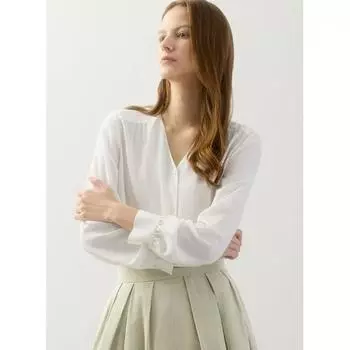 She S miSS V Neck Shoulder Shirring blouSe SwwSto12050 light orange/55