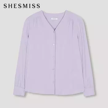 She S miSS V Neck Shoulder Shirring blouSe SwwSto12050 Vi violet/55