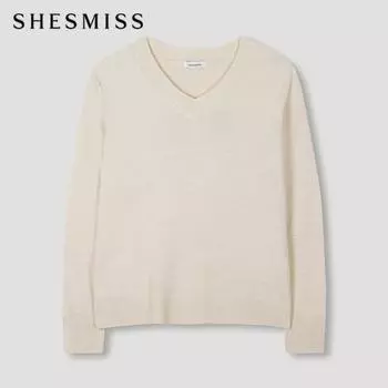 She S miss V-образный вырез, базовая вязка SSkpon42540 Ot oatmeal/55