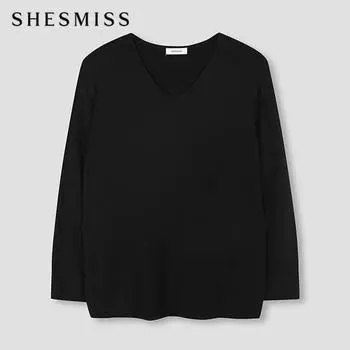 She S miss V-образный вырез базовый трикотажный топ SSkpon42020 Bk blacks/55