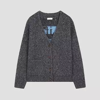 She S miSS V-образный вырез с надписью Вязаный кардиган Sakcdo43030 Ivory/00