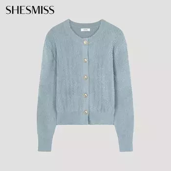 She S miSS Волосатый кардиган с круглым вырезом SSkcdo42560 Ll light blue/66