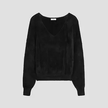 She S miSS Волосатый V-образный вырез Вязаный SSkpoo42830 Bk blacks/55